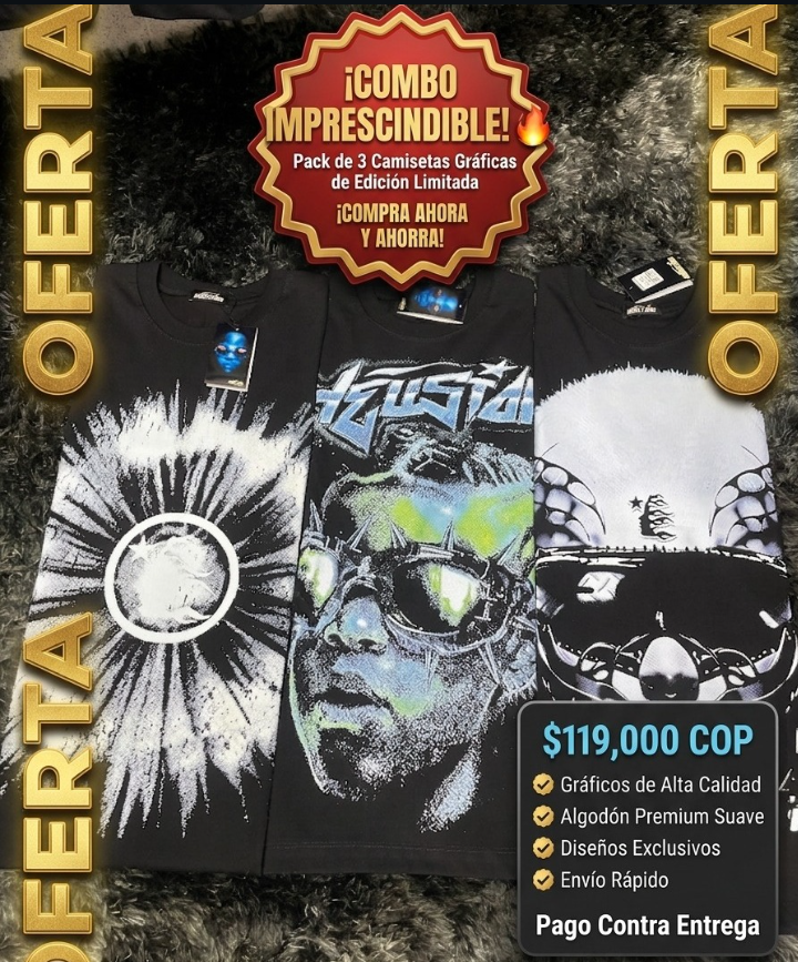 Pack de 3 camisetas graficas de edicion limitada